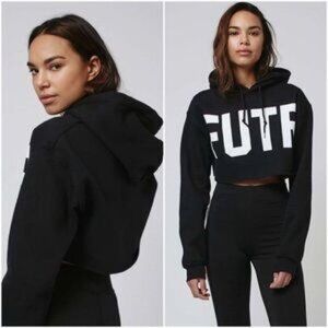 Topshop FUTR Black Cropped Hoodie Size Medium